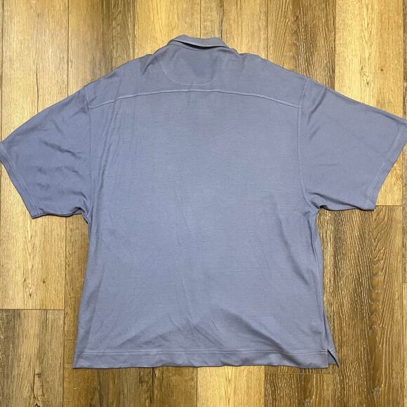 Vintage Tommy Bahama Shirt Mens XXL Blue Textured Striped Silk Button Up Camp - Picture 3 of 5